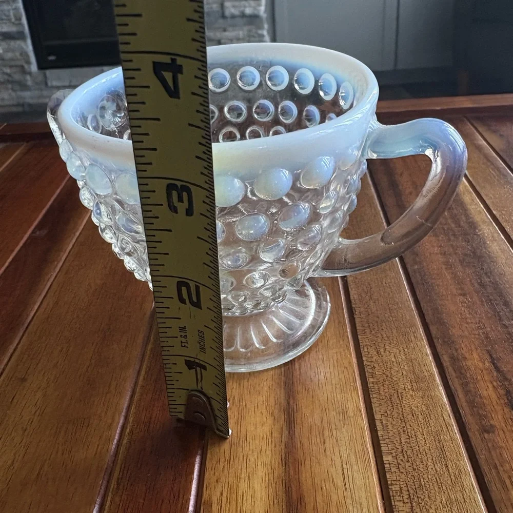 Vintage MCM 1940’s-50's Moonstone Opalescent Hobnail Open Sugar Bowl